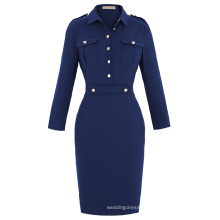 Kate Kasin Retro Vintage Long Sleeve Navy Style Hips-Wrapped Bodycon Pencil Dress KK000226-1